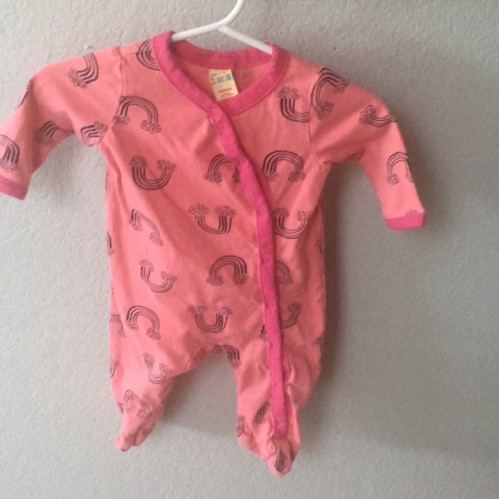 Rainbow footed onesie